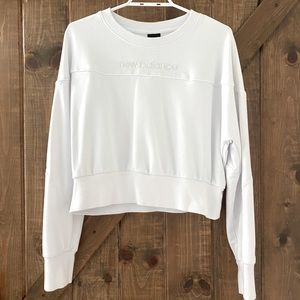 New Balance White Cropped Sweater
